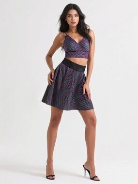 𝓐𝓶𝓮𝓻𝓲𝓬𝓪𝓷 𝓡𝓪𝓰 INJECTION Women's Cube Print Mini Skirt (Size S) 🟣